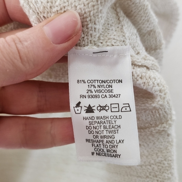 Nic+Zoe Cream Open Knit Fringe Crew Neck Sweater XL - Picture 5 of 5